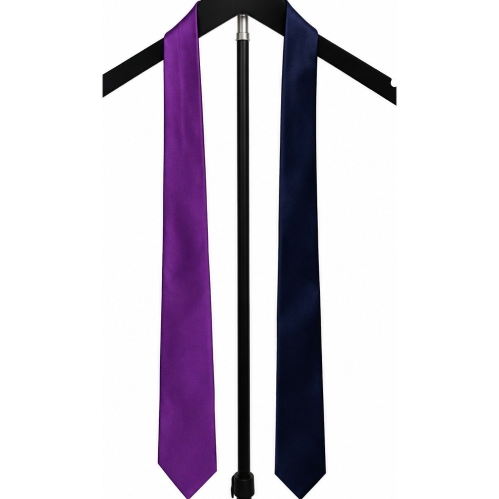 Tommy Hilfiger Mens Reversible Silk Necktie Purple Navy Blue Textured 58x3